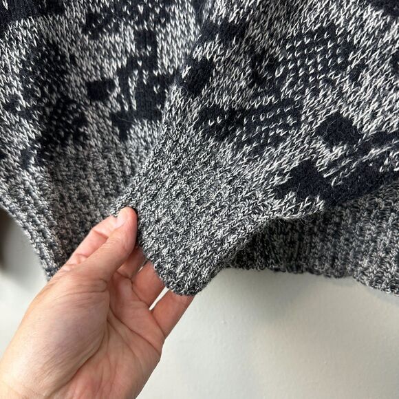 Vtg Crewneck Sweater Mens Large Grey Black Wool Blend Grandpa Biggie Cosby 90s - Picture 4 of 8